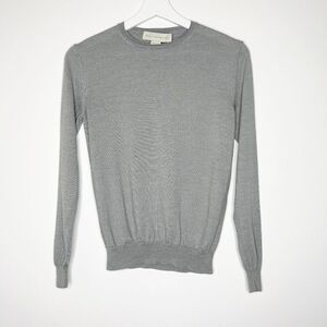 STELLA MCCARTNEY Gray Crewneck Wool Silk Sweater 